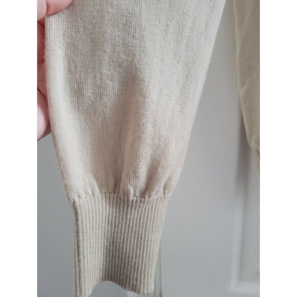 Cortigiani Mens Tan Grandpa sweater size Large Wool Italy mohair 1/4 zip Flaw - Picture 6 of 15